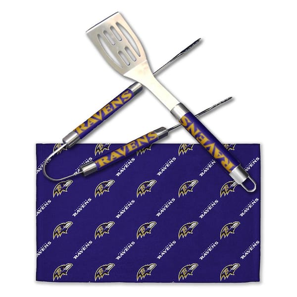 NFL Ravens Stainless Steel Outdoor Kitchen Accessories BBQ Grilling Utensil Set