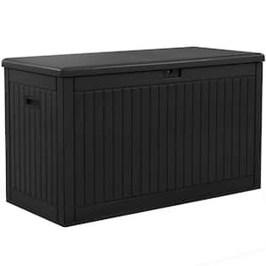100 Gal. Outdoor Deck Box, Weatherproof Resin Storage Box, Light Brown