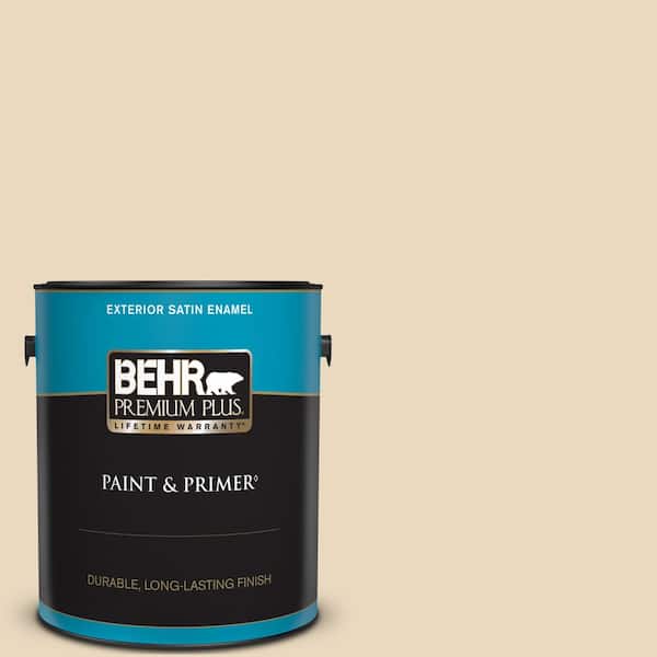 BEHR PREMIUM PLUS 1 gal. Home Decorators Collection #HDC-WR15-8 Steamed Milk Satin Enamel Exterior Paint & Primer