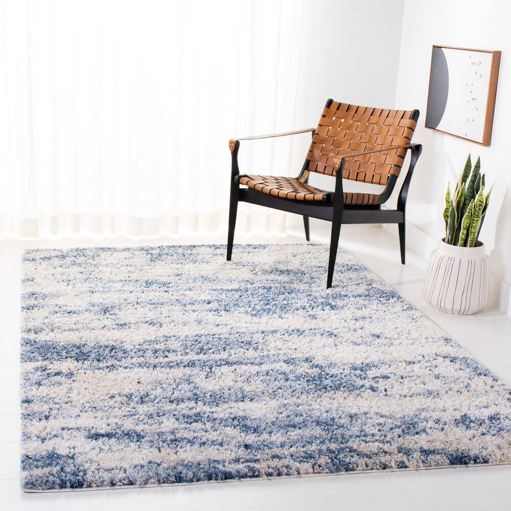Berber Shag 3 ft. x 3 ft. Square Beige/Blue Distressed Solid Color Area Rug price history on PriceWatchPro
