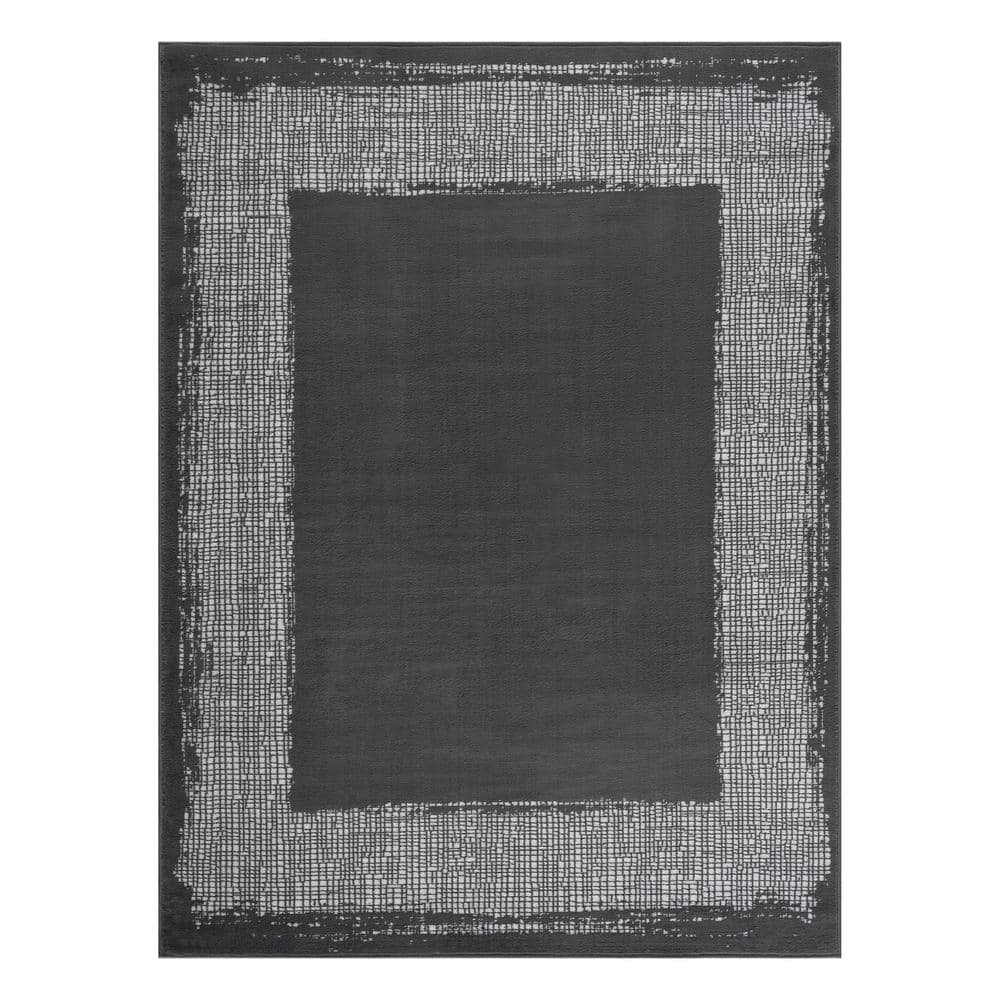 Beverly Rug 3 X 5 Dark Gray Cream Laguna Bordered Indoor Area Rug HDLGN401523X5 The Home Depot