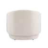 Back view of a cream boucle accent chair.