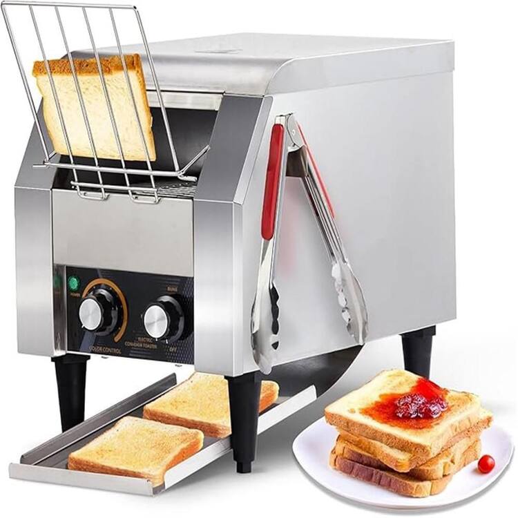 Karl home 11.2 in. 1300W 110V Commercial Conveyor Silver Toaster Oven with 150 Slices/Hour