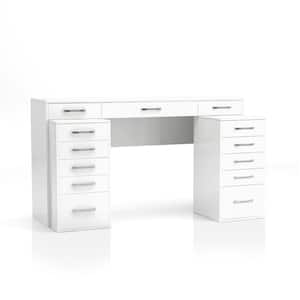 Crossroads White Vanity Desk with 2 Cabinets (36 in. H x 64 in. W x 17 in. D)