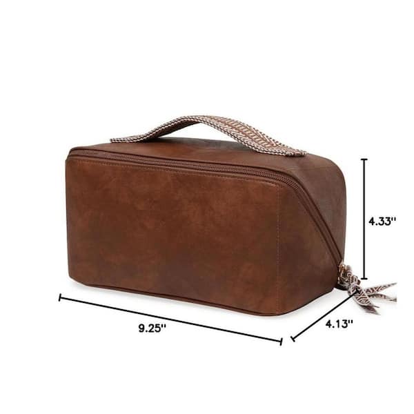 flat travel makeup bag BAGSMART for Women, Portable Water-Resistant Cosmetic Case, Puffy Padded Make up Organizer Pouch, Open Toiletry Bag for The dedicated makeup brush section uses clear waterproof TPU material Numhew Travel Makeup Bag in