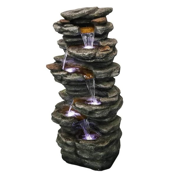 maocao hoom Outdoor 6-Tier Resin Water Fountain with LED