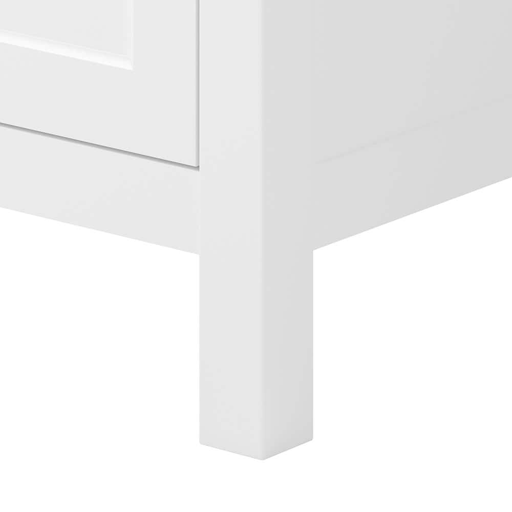 Transitional White Linen Cabinet with Chrome Hardware and Adjustable Shelving