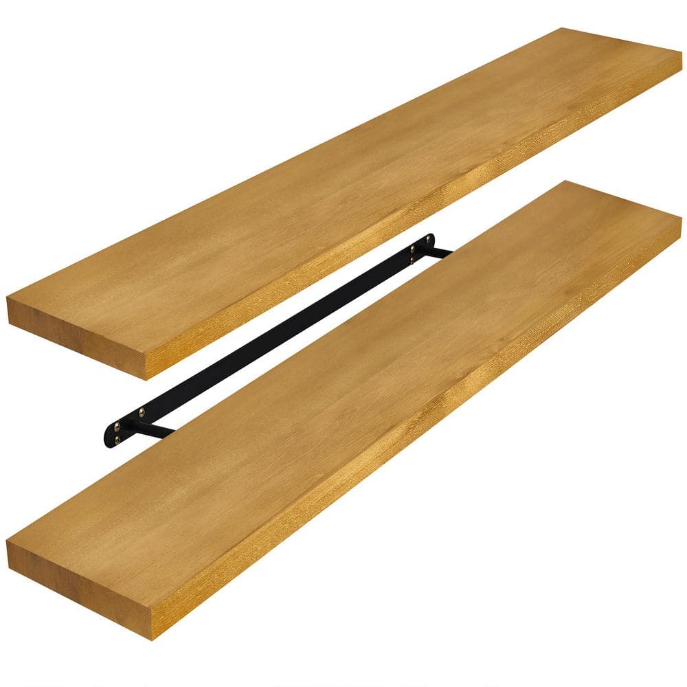Solid Wood Floating Shelves, Long 35 in. W x 9 in. D Maple Wood Decorative 