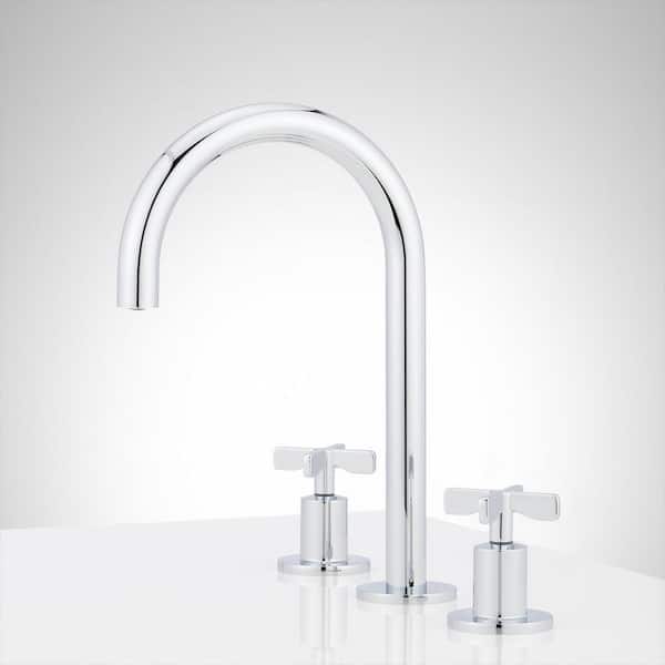 SIGNATURE HARDWARE Vassor 8 in. Widespread Double Handle Bathroom Faucet in Chrome