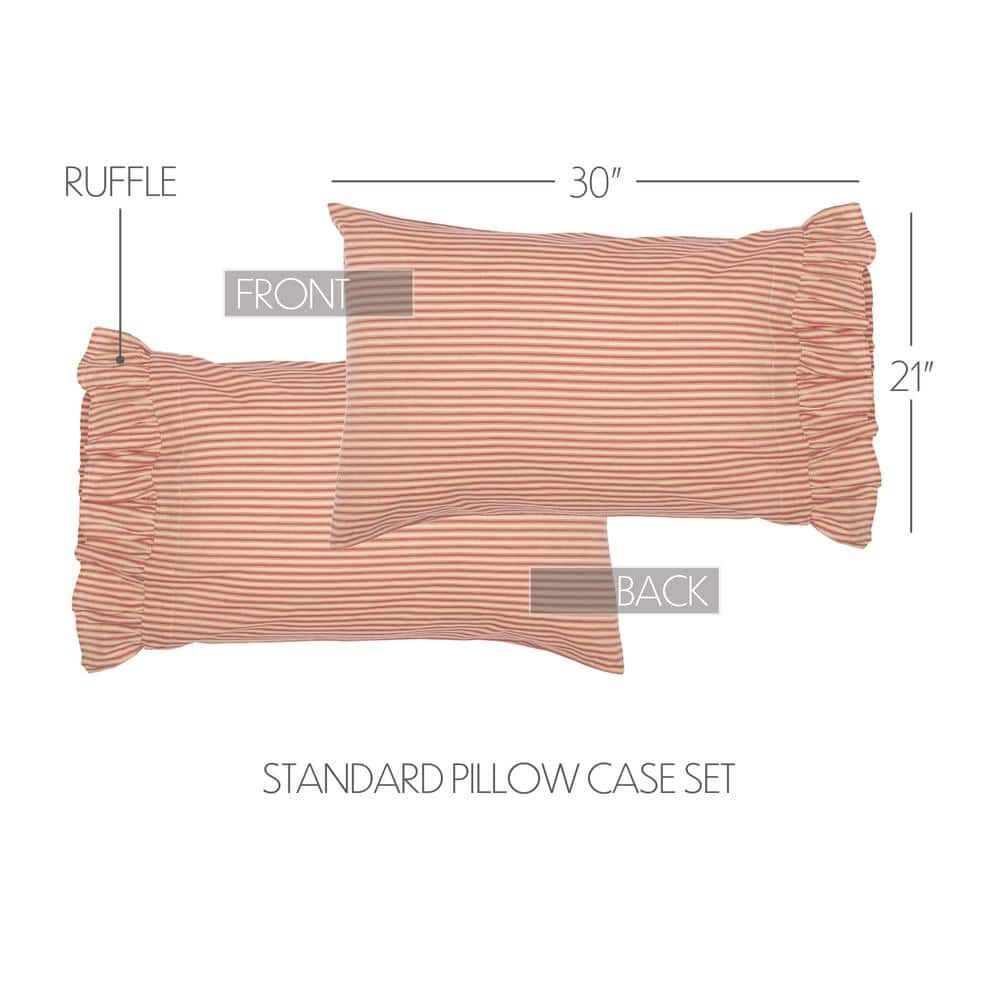 Sawyer Mill Red and Tan Cotton Striped Standard Pillowcase Set