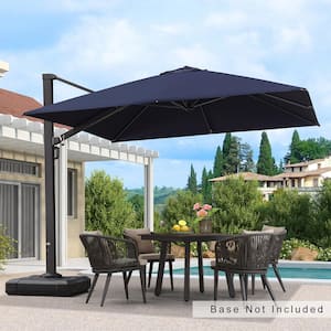 10 ft. Square Patio Umbrella Aluminum Large Cantilever Umbrella for Garden Deck Backyard Pool in Navy Blue