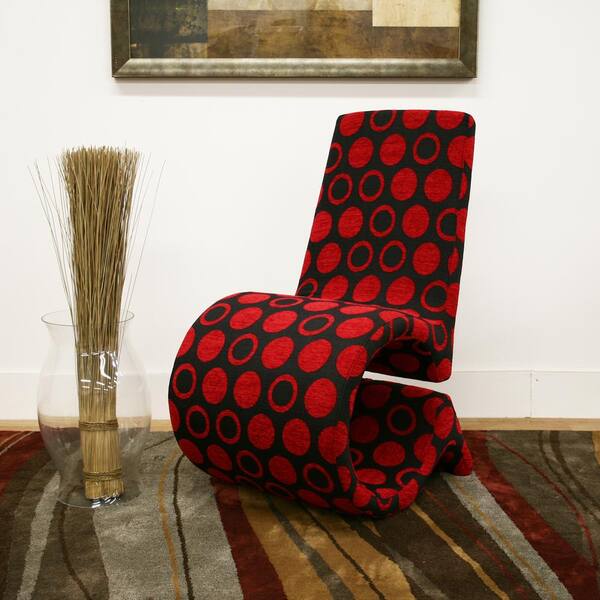 Baxton Studio Forte Red Print Fabric Upholstered Accent Chair