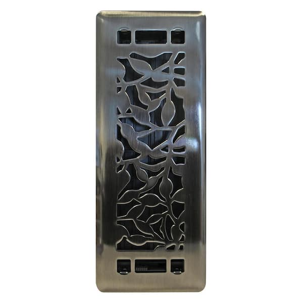 Modern Homes 3 in. x 10 in. Desi Floor Register Antique Nickel Single Pack