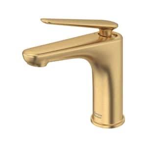 Studio S Single Handle Single-Hole Bathroom Faucet and Drain Kit Included in Brushed Cool Sunrise