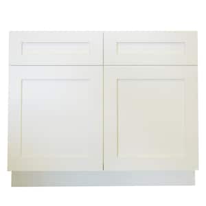 Plywell Ready to Assemble 39x34.5x24 in. Shaker Sink Base Cabinet with 2 Doors in White