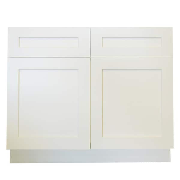 Unbranded Plywell Ready to Assemble 39x34.5x24 in. Shaker Sink Base Cabinet with 2 Doors in White