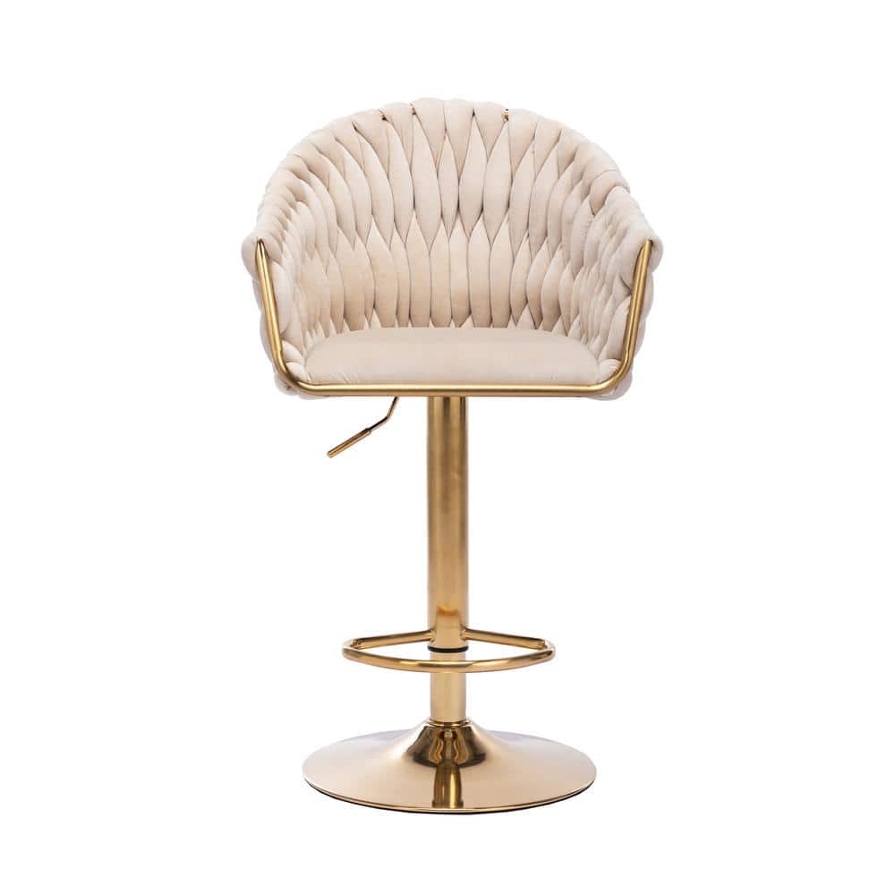 44.09 in. Ivory Vintage Bar Stools with Back and Footrest Counter