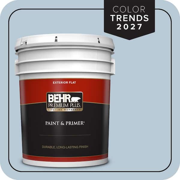5 gal. #PPU14-15 Denim Light Flat Exterior Paint & Primer