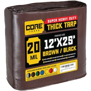 12 ft. x 25 ft. Brown/Black 20 Mil Heavy Duty Polyethylene Tarp, Waterproof, UV Resistant, Rip and Tear Proof