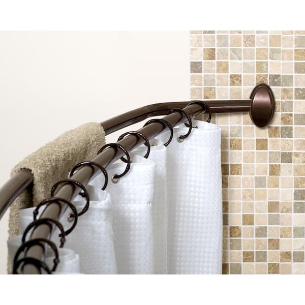Aluminum Double Curved Shower Rod, 24 40 Inch Shower Curtain Rod Bronze