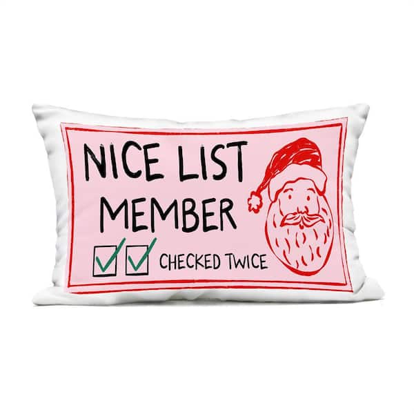 Nice List Santa Ticket Red Rectangular Outdoor Throw Pillow