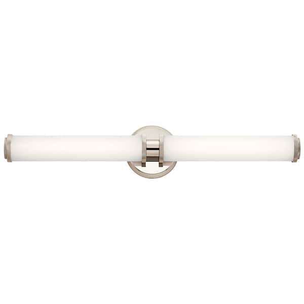 KICHLER Indeco 27 in. Polished Nickel Integrated LED Transitional Linear Bathroom Vanity Light Bar