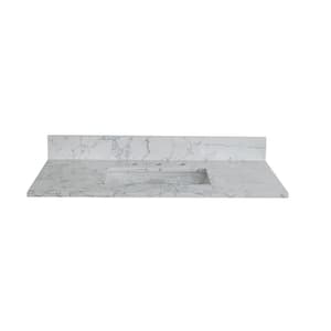 43 in. W x 22 in. D Marble Bathroom Vanity Top in Lightning White with Single Sink and 3 Faucet Hole with Backsplash