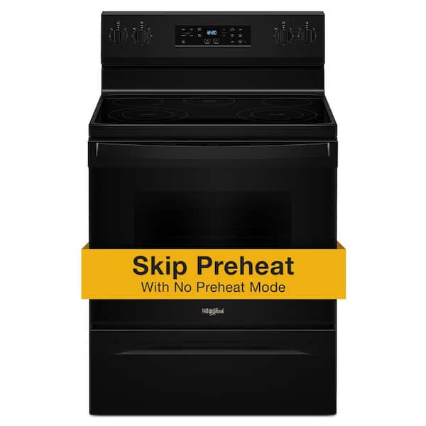 Whirlpool 30 in. 5 Element Freestanding Electric Range in Black with Steam Clean
