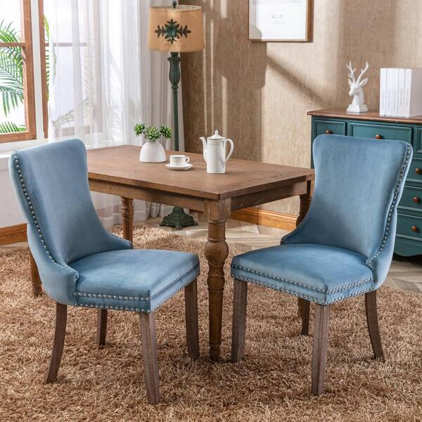 light blue upholstered dining chairs