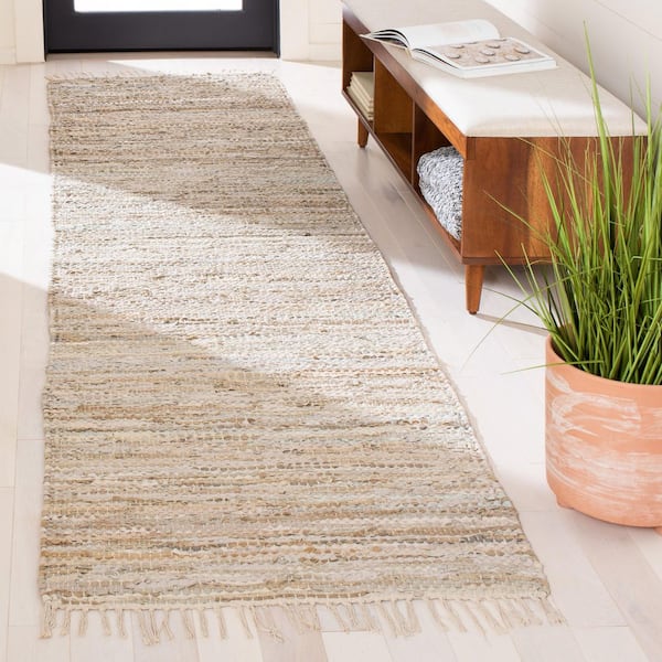 Vintage Leather 2 ft. x 9 ft. Beige Solid Marle Runner Rug