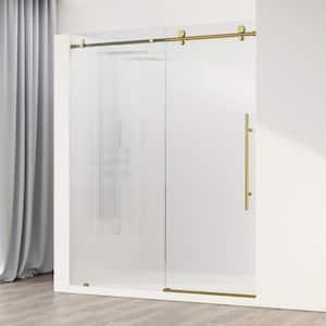Elan E-Class 56 to 60 in. W x 76 in. H Sliding Frameless Shower Door in Matte Brushed Gold with 3/8 Fluted Glass
