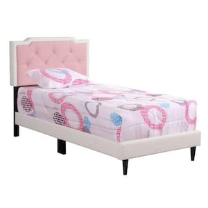 Deb Jewel White and Pink Tufted Twin Panel Bed