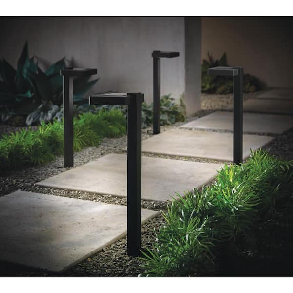 Home Decorators Collection Charlotte 20 Lumen Black LED Weather Resistant Outdoor Solar Path Light with Glass Lens (4-Pack)