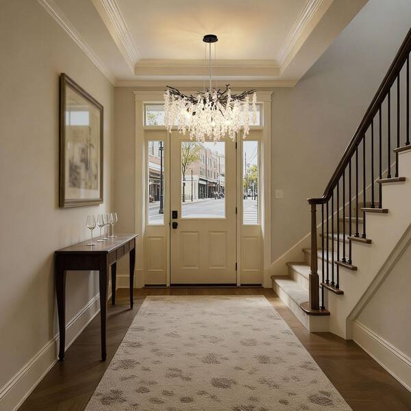 ヤングリビング YANSUN 32 in. 10-Light Black Tree Branch Crystal Chandelier Round
