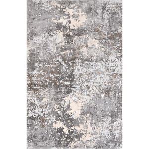Chastin Modern Abstract Area Rug Gray 6 ft. 7 in. x 9 ft. Area Rug