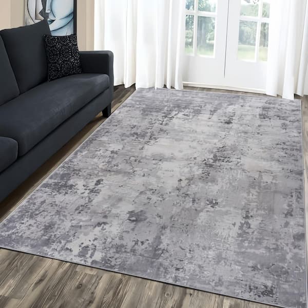 6 ft. x 9 ft. Gray Abstract Pattern Rug / Decorative Area Rug