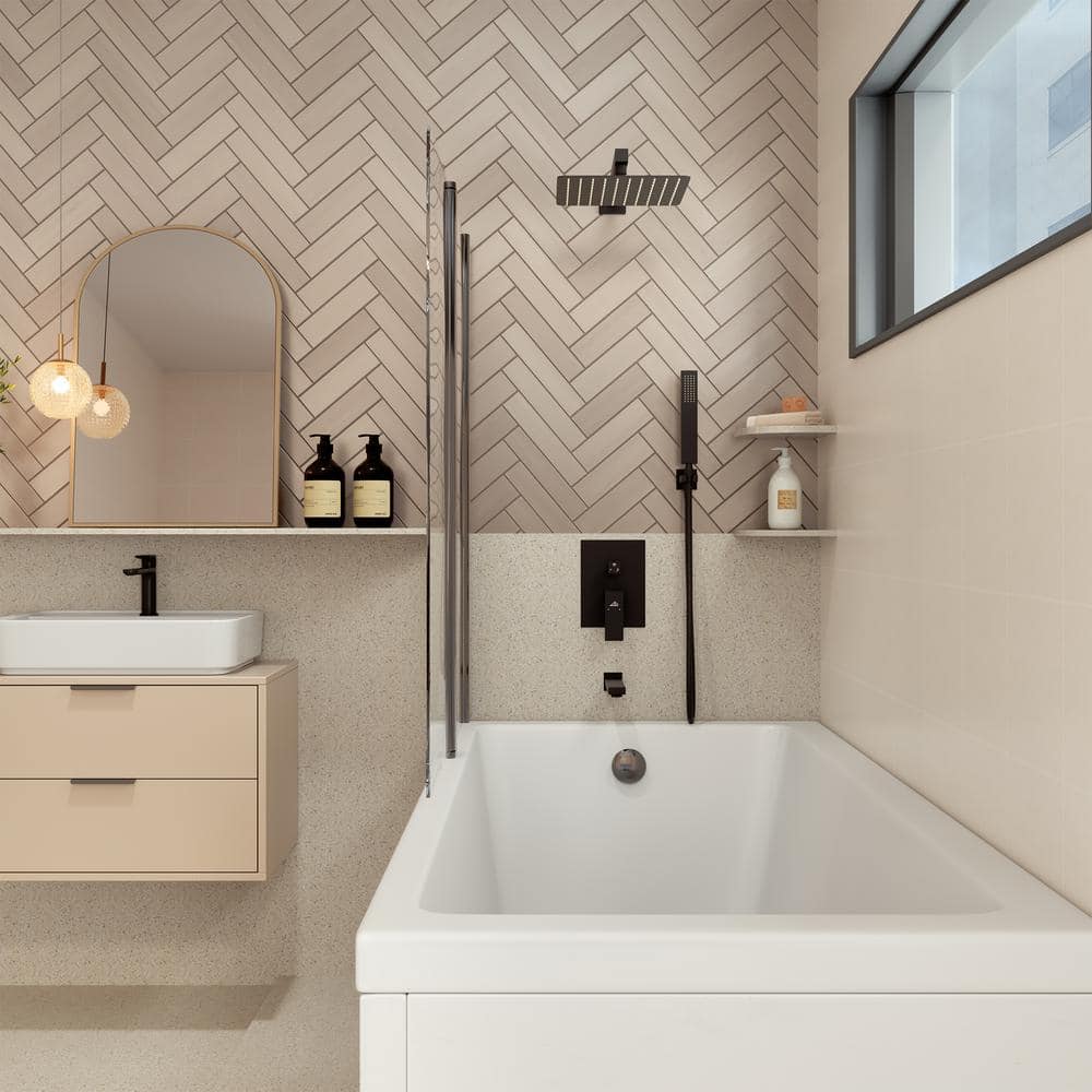 Matte Black Brass Wall Mounted Rain Shower System with Handheld