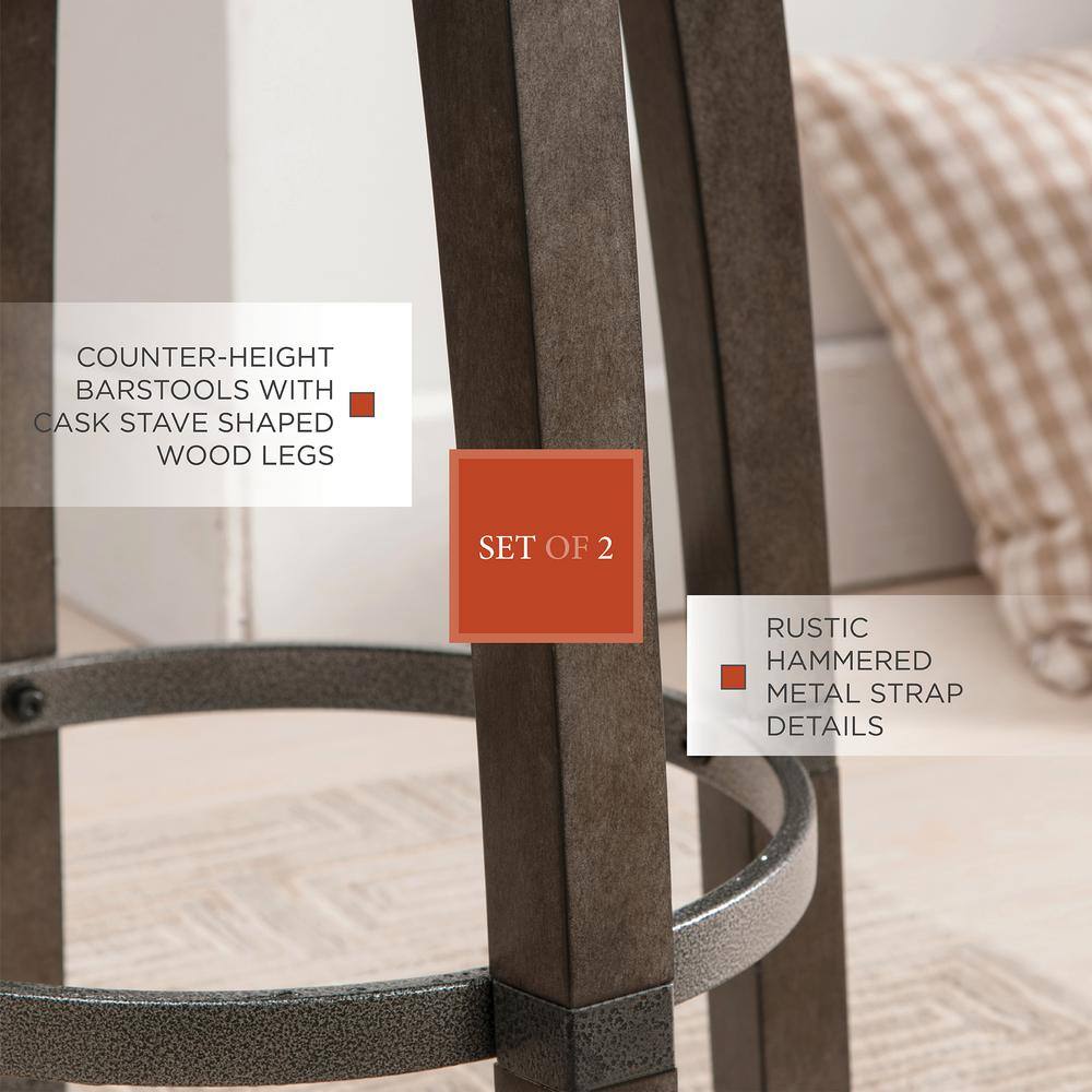 Graystone and Black Swivel Counter Stool with Faux Leather Seat