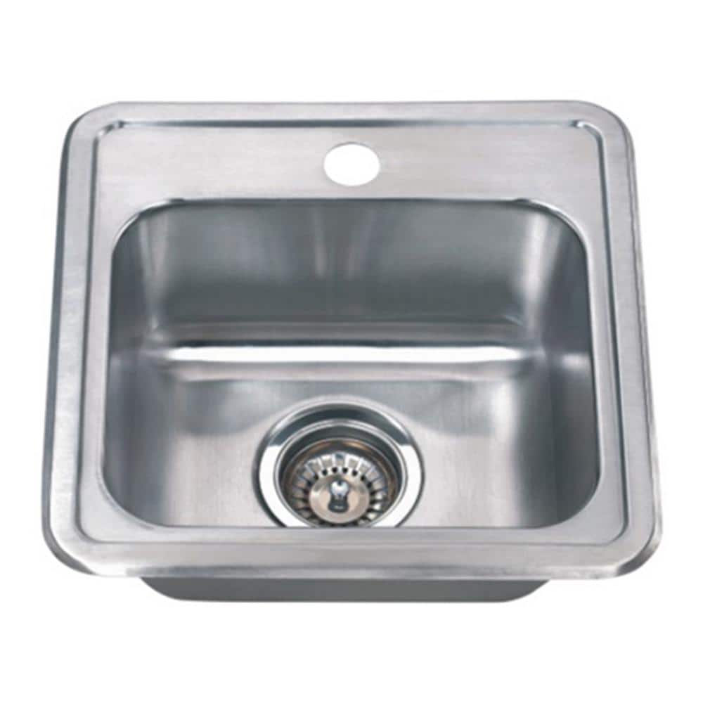 15'' Square Drop-In Stainless Steel Single Bowl Sink