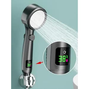4-Spray Freestanding Handheld Shower Head 2.5 GPM in Silver with LED Shower Head Temperature Display