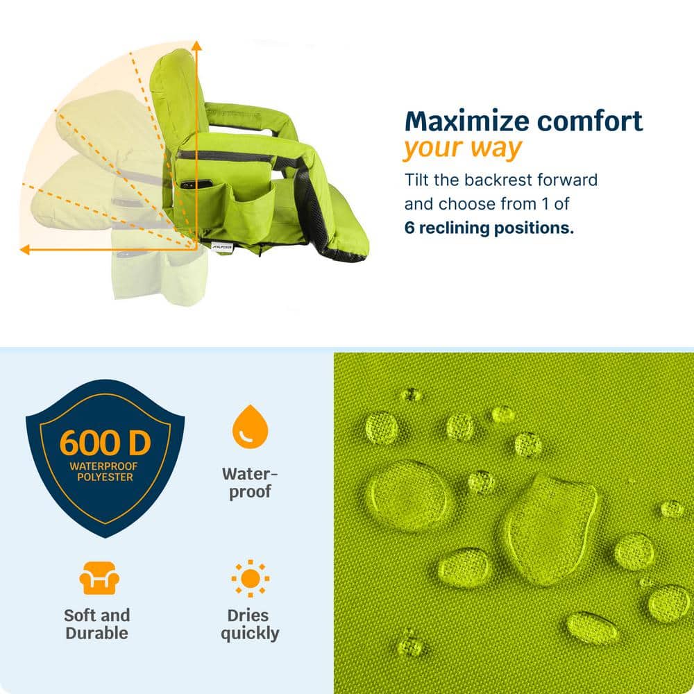 Lime Heated Reclining Stadium Seat with Armrests