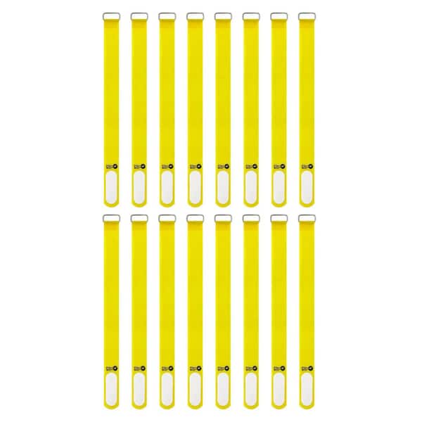 Wrap-It Storage 12 in. Cinch-Strap Multi-Purpose Hook and Loop Cord Strap with Write on Label in Yellow (16-Pack)