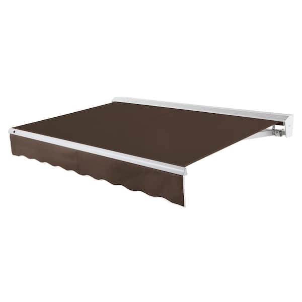 AWNTECH 8 ft. Destin Left Motorized Retractable Awning with Hood (78 in. Projection) in Brown