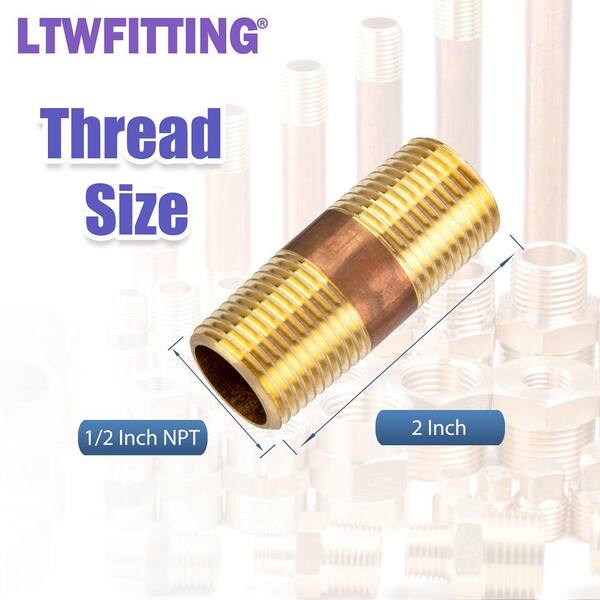 LTWFITTING Brass Pipe 3 Inch Long Nipple Fitting 1/4 Inch Male NPT