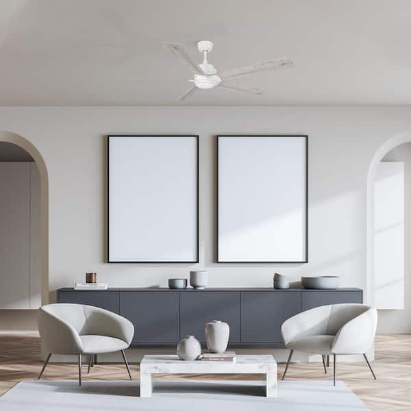 Kalmar 60 in. Color Changing Integrated LED Indoor Matte White 10-Speed DC Ceiling Fan with Light Kit and Remote Control