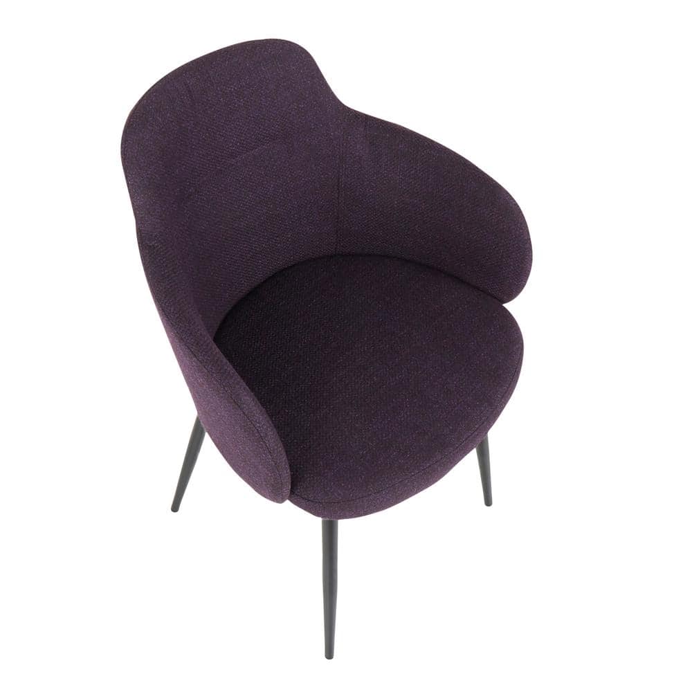 High-Back Industrial Upholstered Arm Chair in Black and Purple