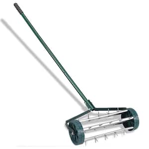 18 in. Rolling Lawn Aerator with Anti-slip Handle and Tine Spikes