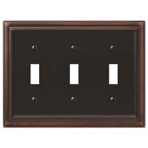 Continental 3 Gang Toggle Metal Wall Plate - Aged Bronze