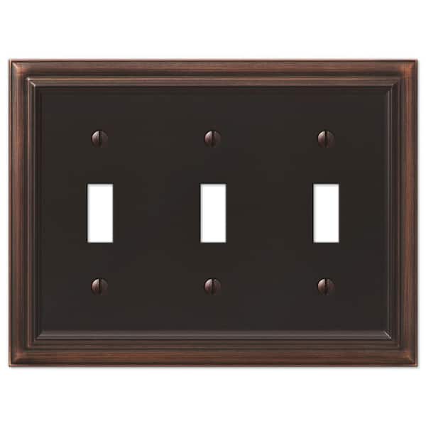 AMERELLE Continental 3 Gang Toggle Metal Wall Plate - Aged Bronze