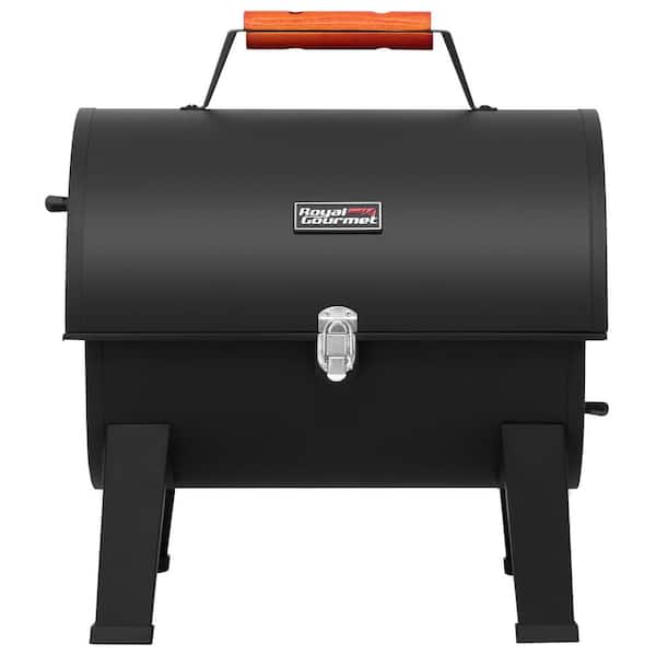 Royal Gourmet Portable Charcoal Grill in Black, 217 Sq. In., Lid with Latch Buckle and Wooden Handle